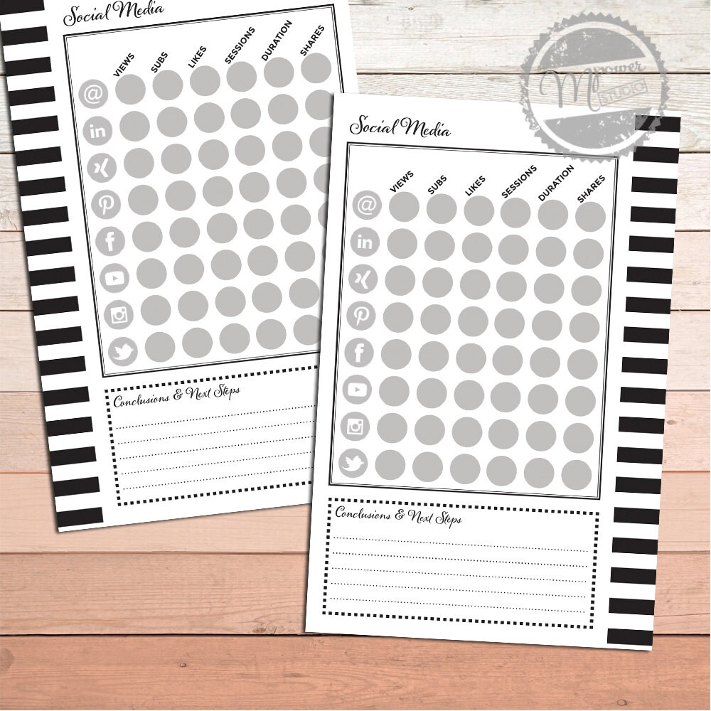 A5 Filofax A5 Hobonichi Printable Social Media Set With Blog Planner ...