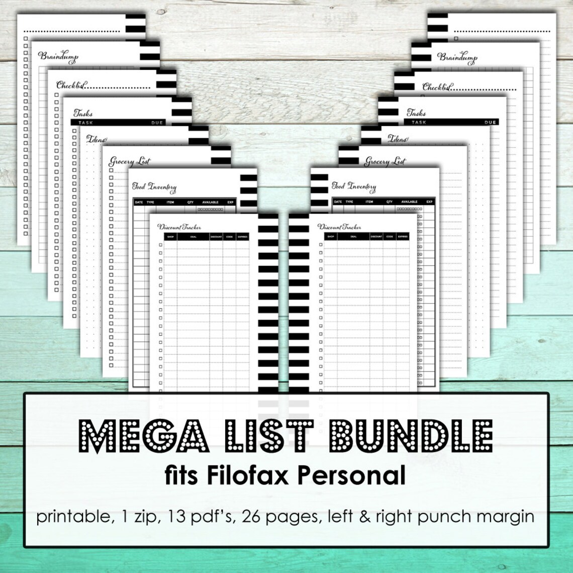 Filofax Refill Personal Size Printable List Planner Refills Etsy