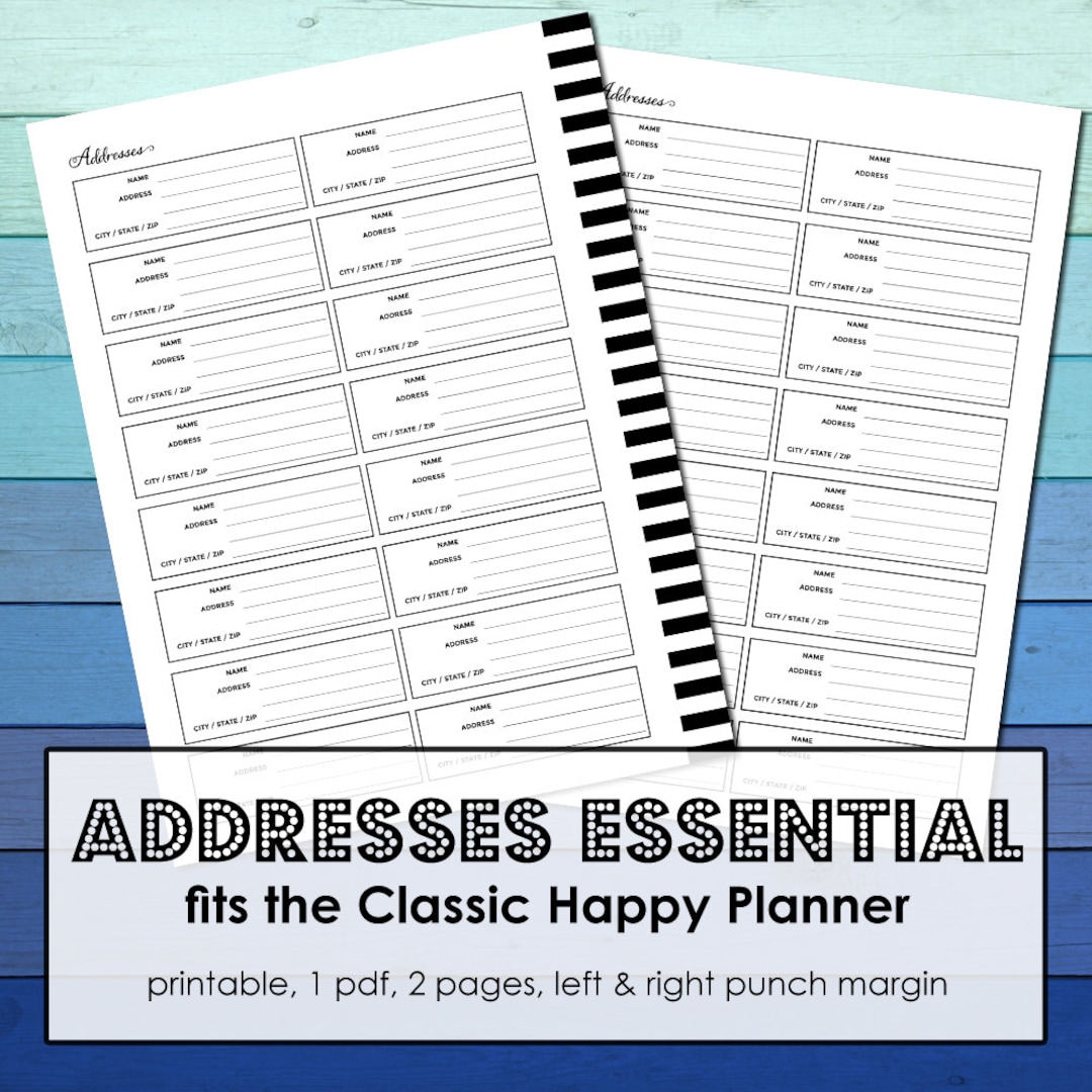 MAMBI Happy Planner Printable Addresses Essential Sheets. - Etsy