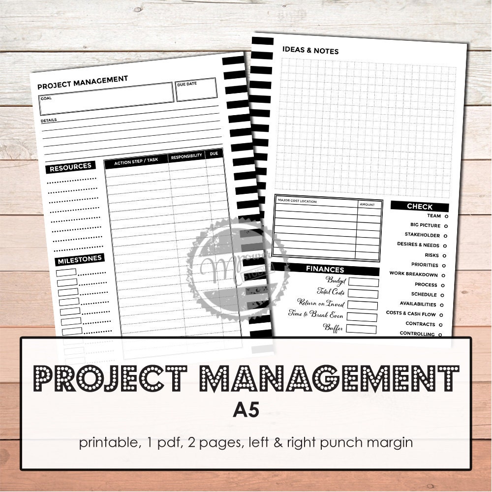 A5 Filofax | A5 Hobonichi Printable Project Planner | Project ...