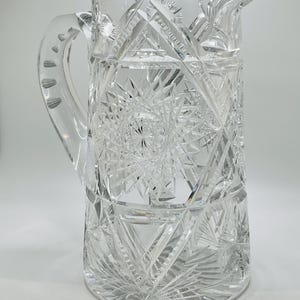 STUNNING Antique American Brilliant Leaded Crystal Cut Glass Pitcher