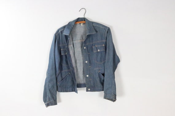 Vintage Jean Jacket / 70's Button Up Coat / JC PEN