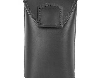 Titan Vertical Leather Cell Phone Case Black