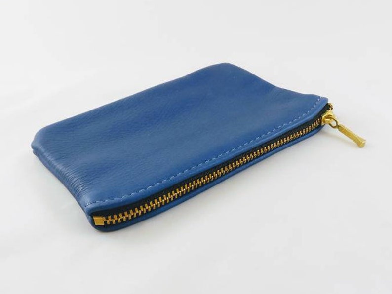 6 Leather Coin Pouch Cobalt Blue