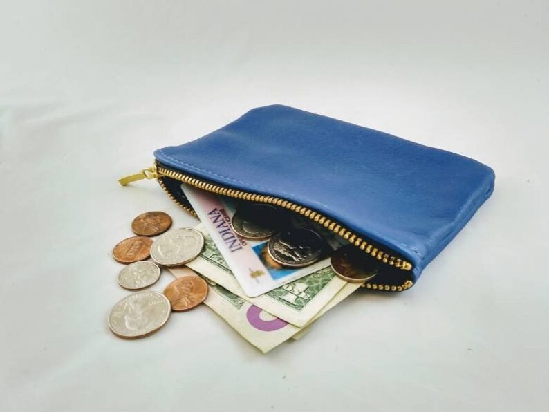 6 Leather Coin Pouch Cobalt Blue