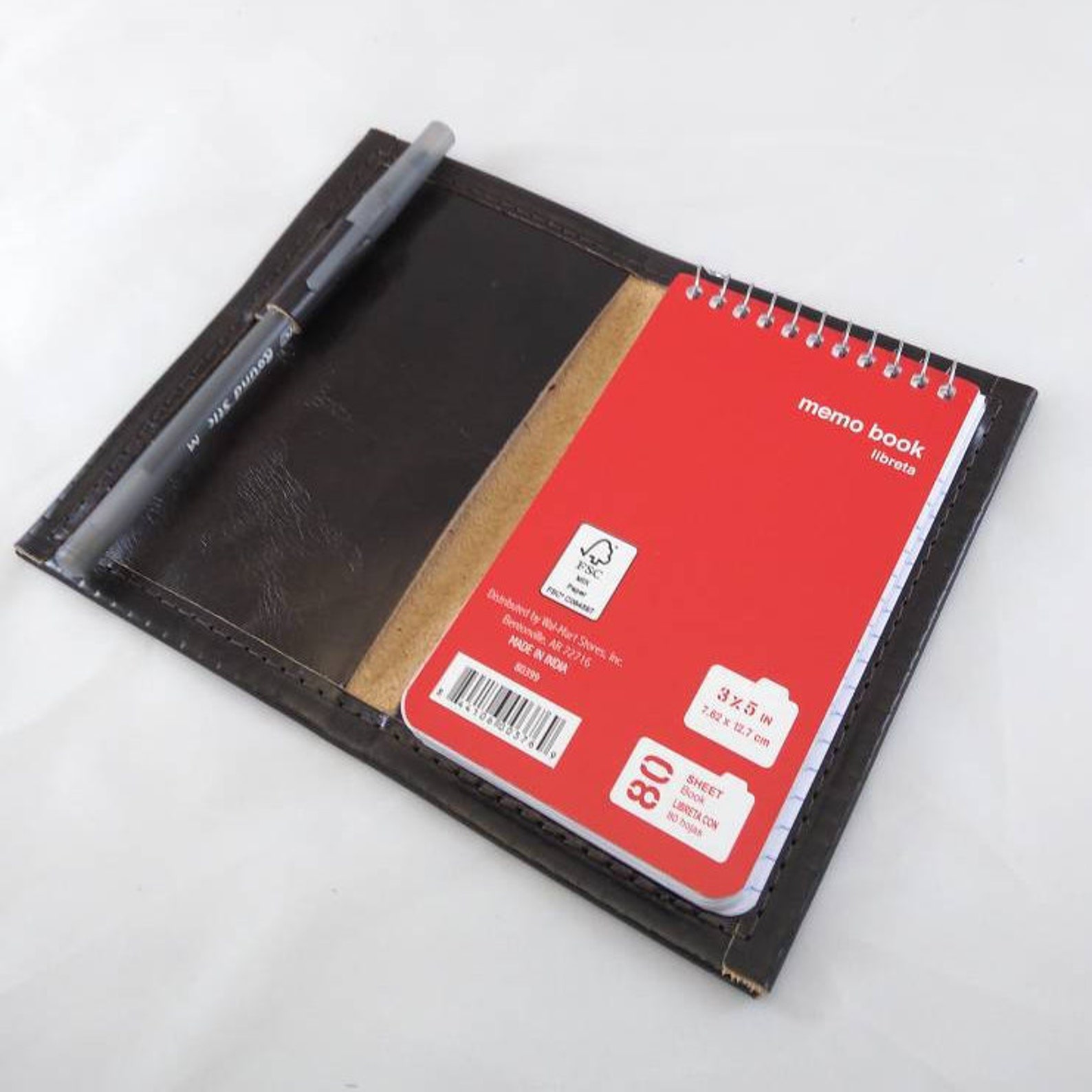REFILLABLE Leather Mini Notepad Journal 3x5 Dark Brown Etsy