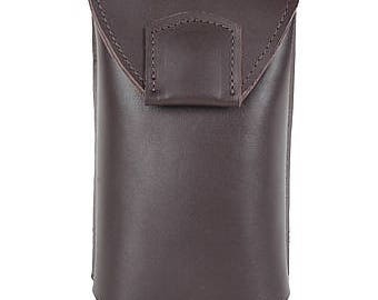 Titan Vertical Leather Cell Phone Case Chocolate Brown