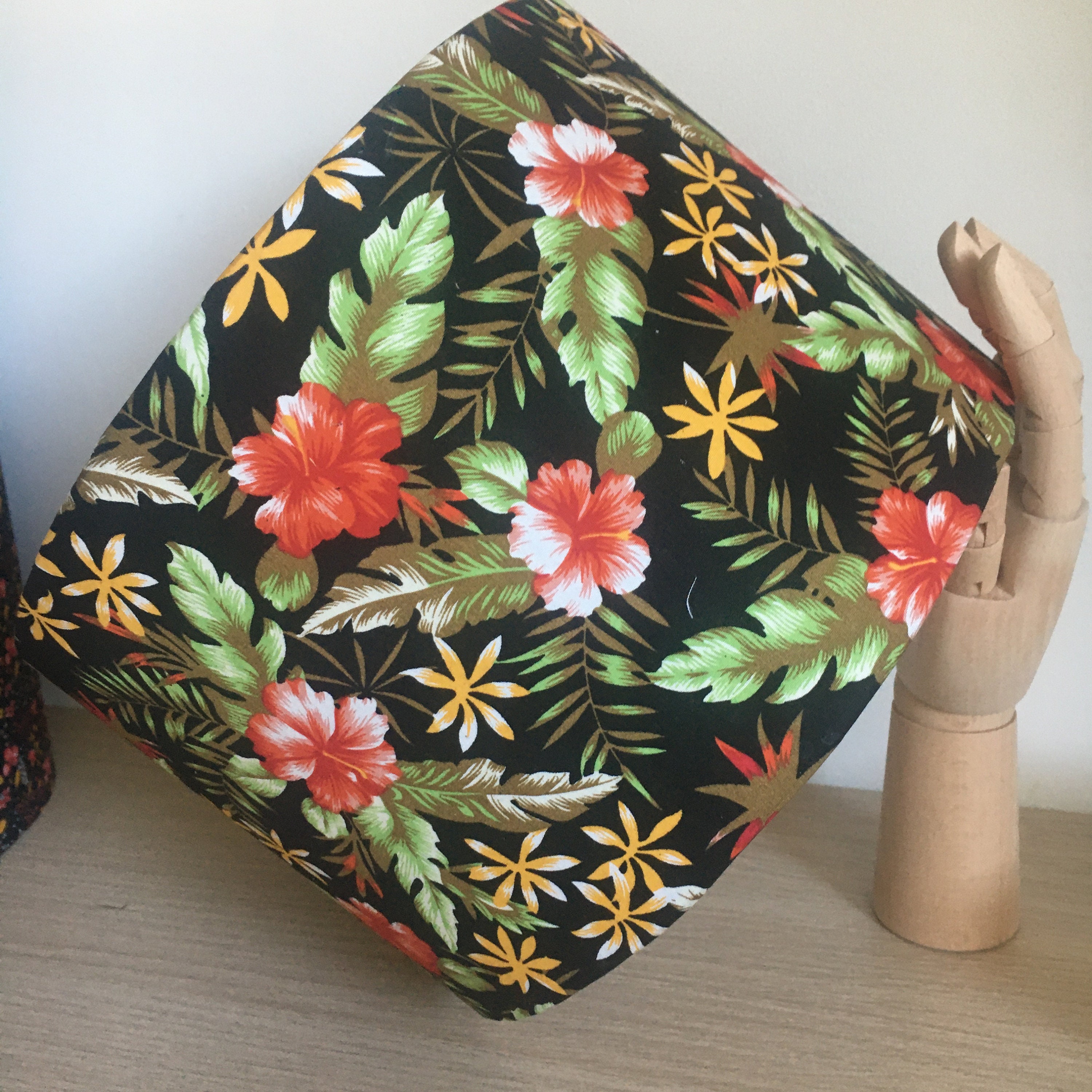 Abat-Jour Ambiance Exotique Fleurs d'hibiscus Palmiers