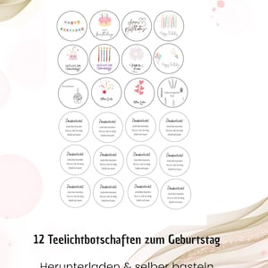 Tealight with birthday message, tealight greetings, birthday wishes, tealight messages, digital download format