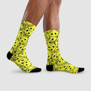Personalized Printed Socks – Unique Gift, Happy Sock Gift, Funny Yellow Socks, Smiley Socks, Fashionable Socks