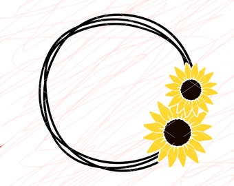 Download Sunflower Wreath Svg Etsy