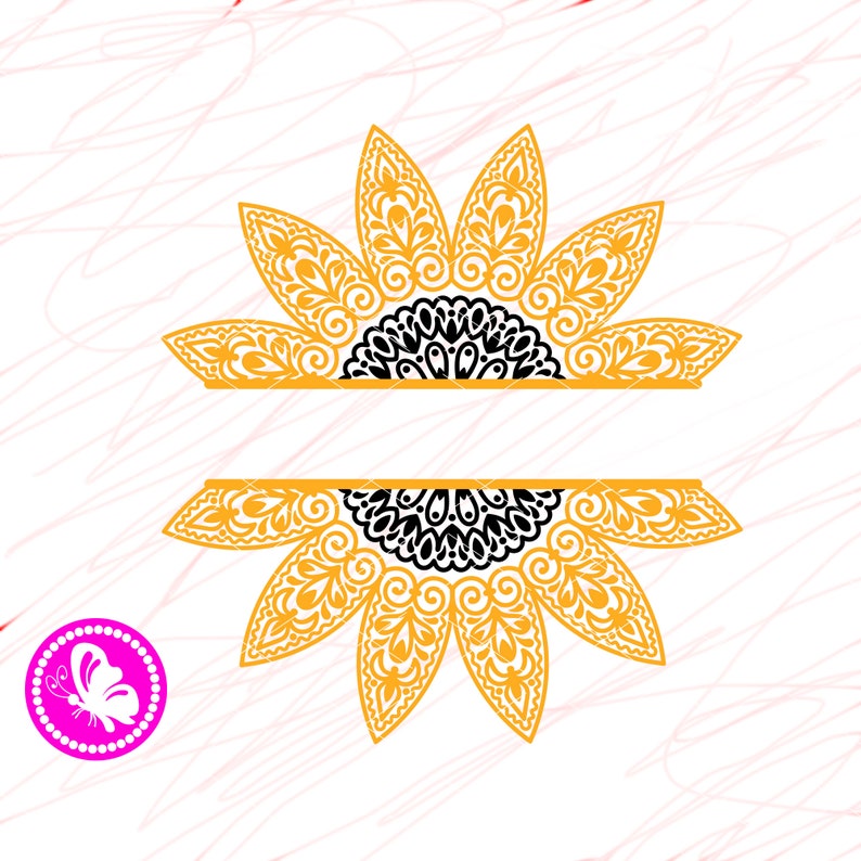 Download Monogram Sunflower svg zentangle art Mandala yellow flower ...