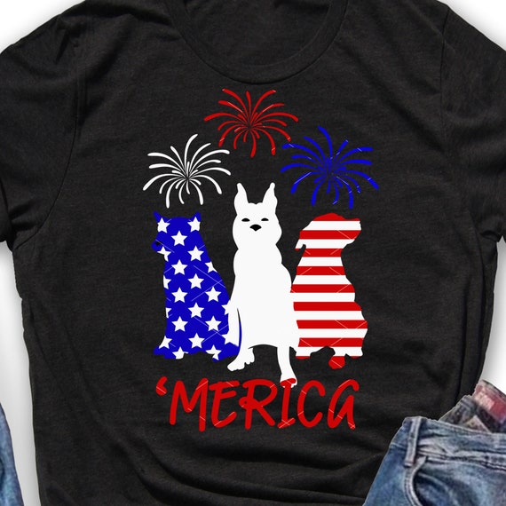 Merica svg 4th of july png Dogs clip art USA flag svg | Etsy