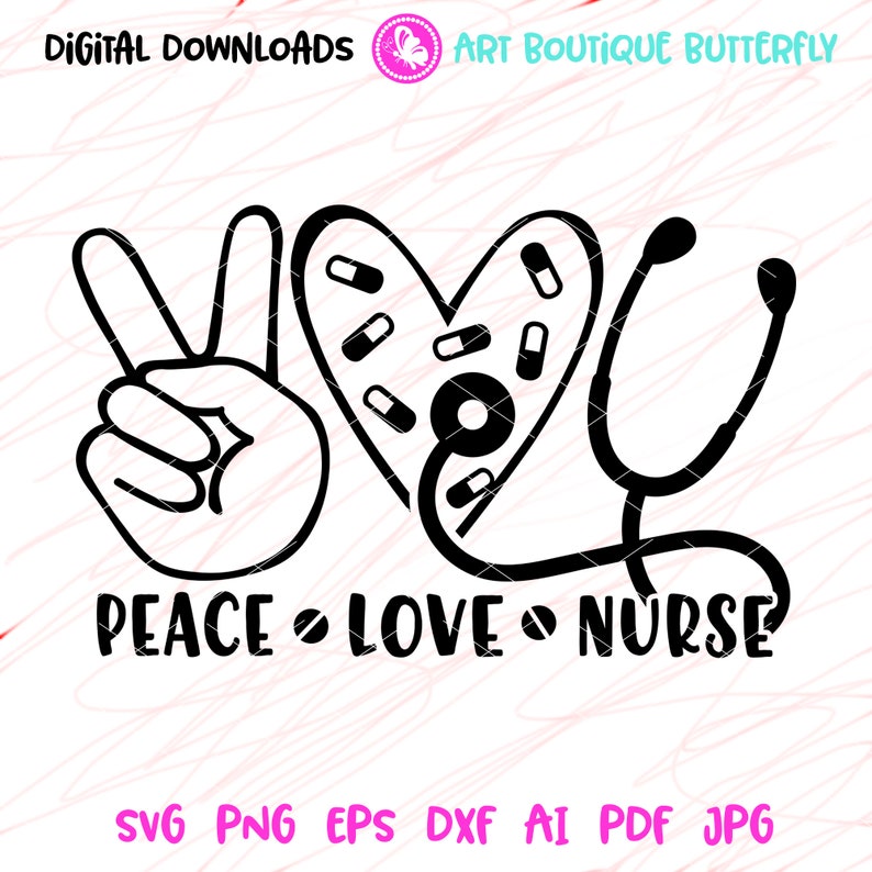 Download Peace Love Nurse svg Stethoscope Heart svg Peace love svg ...