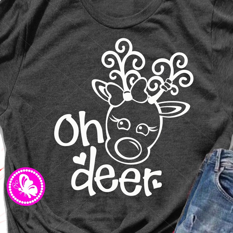 Download Oh deer svg Reindeer antlers and bow clip art Christmas ...