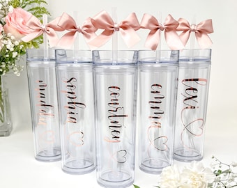 Personalized Water Bottle Skinny Tumbler | Dance Team Cheer Squad Gift | Coach and Teacher Appreciation | Bridesmaid Proposal Bachelorette