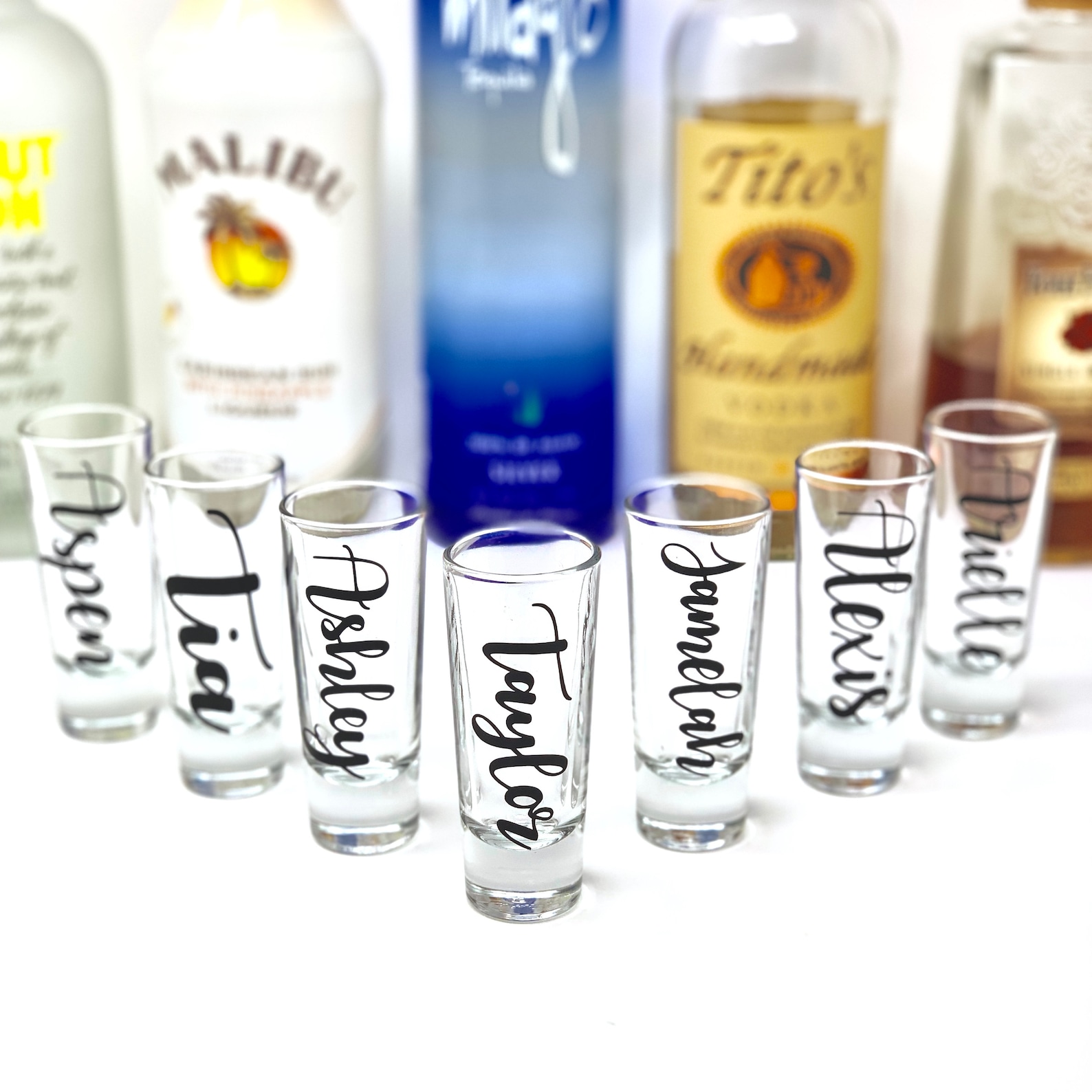 Personalized Shot Glasses Calligraphy Custom Tequila Etsy