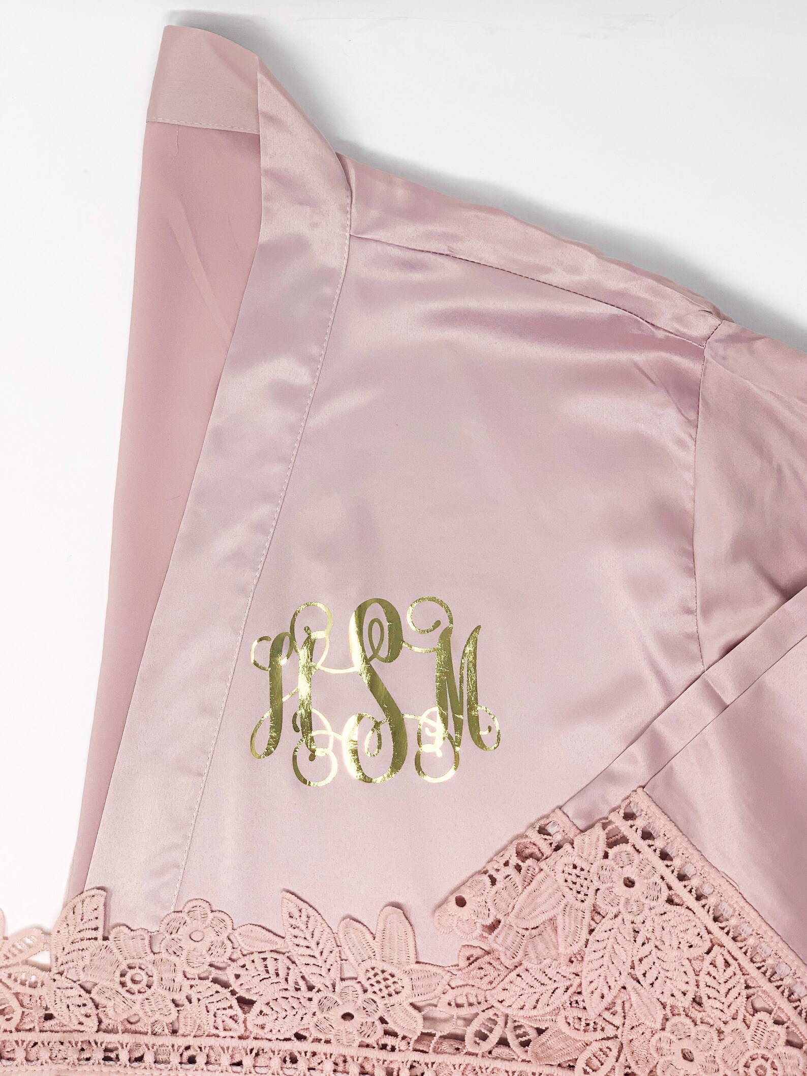 Satin Lace Trim Robe With Adjustable Waist Tie