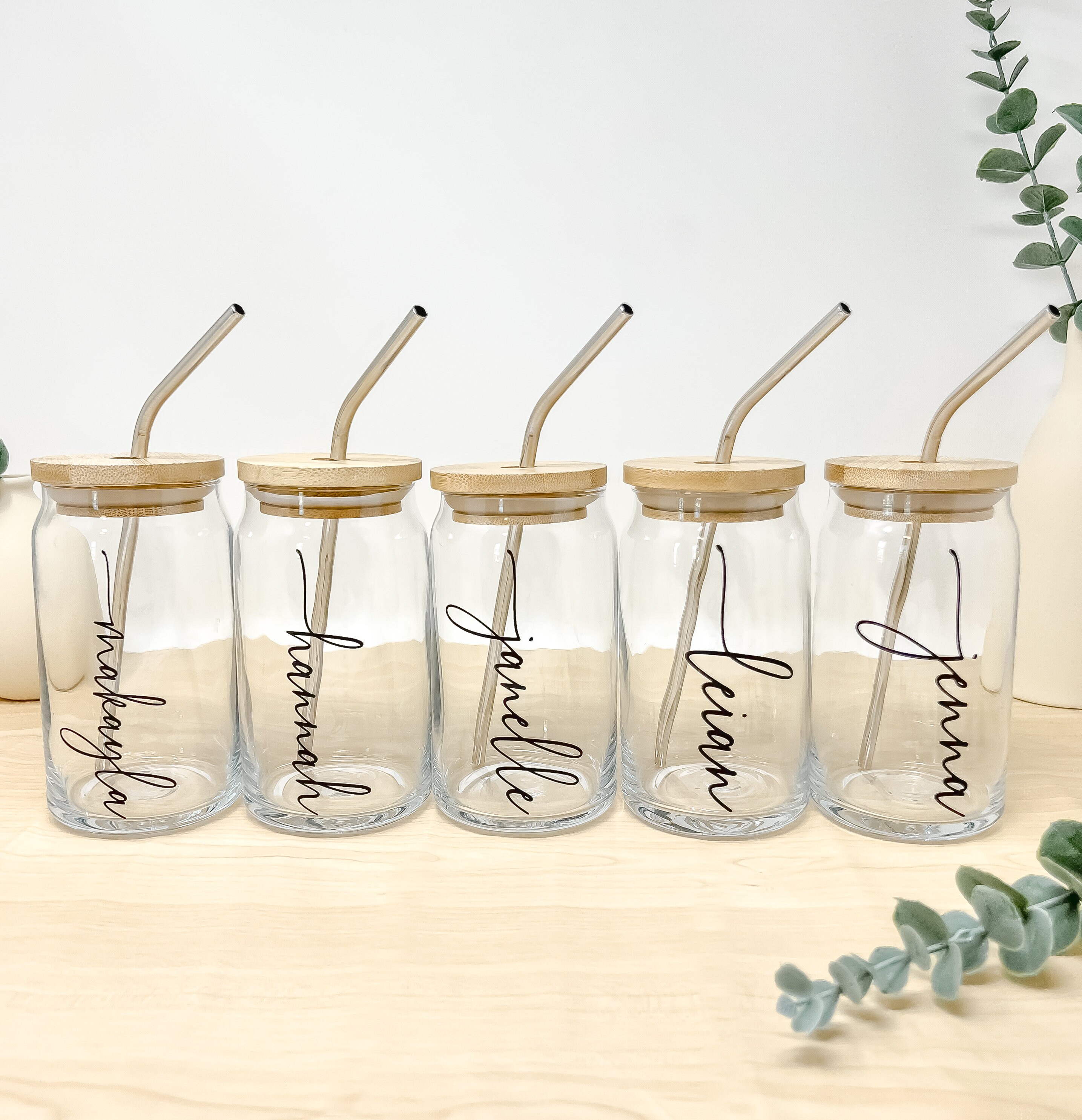 470ml Glass Jar with Bamboo Lids and Straws Drinking Glass Bottles Milk Cup  Iced Coffee Mug 