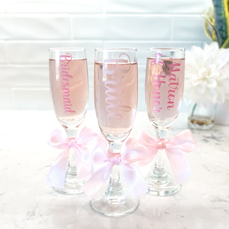 Personalized Champagne Flute Customizable Glassware for Weddings, Birthdays, Bridal Showers, Bachelorette Parties, and Special Occasions image 5