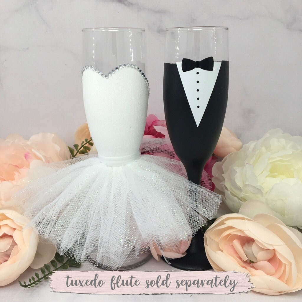 Wedding / Bridal Dress Champagne Flute / Bride Wine Glass Etsy