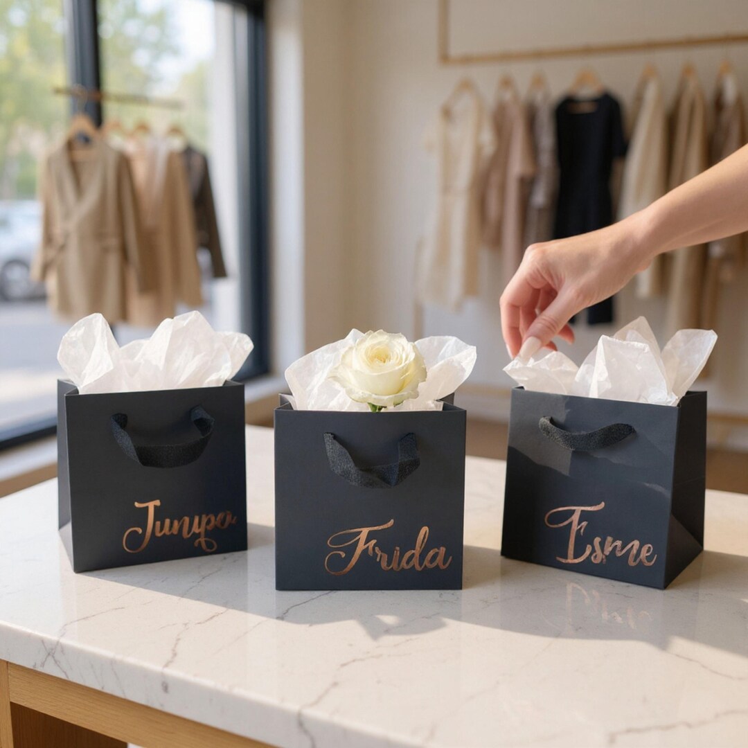 Personalized BLACK Gift Bag: Bridesmaid Proposal, Wedding Favor - Etsy
