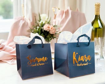 Personalized Gift Bag: Black, White, or Kraft Bridesmaid Proposal, Wedding Favor with Choice of Font Color & Style