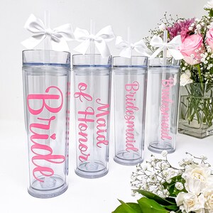 Personalized Skinny Tumbler Acrylic Water Bottle with Lid & Straw Bridal Party Gift Bridesmaid Proposal Dance Teacher Appreciation image 9