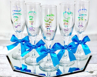 Personalized Champagne Flute: Elegant Glass Flute with Custom Name