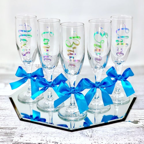Personalized Champagne Glass Flutes Wedding Bachelorette Etsy