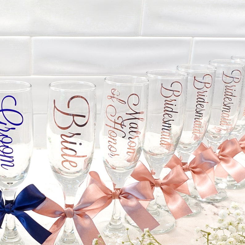 Personalized Champagne Flute Customizable Glassware for Weddings, Birthdays, Bridal Showers, Bachelorette Parties, and Special Occasions image 4