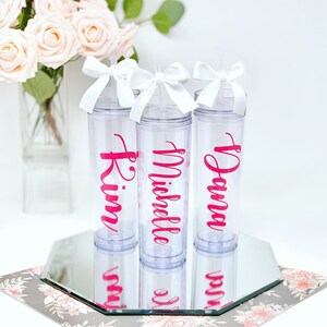 Personalized Skinny Tumbler Acrylic Water Bottle with Lid & Straw Bridal Party Gift Bridesmaid Proposal Dance Teacher Appreciation image 7