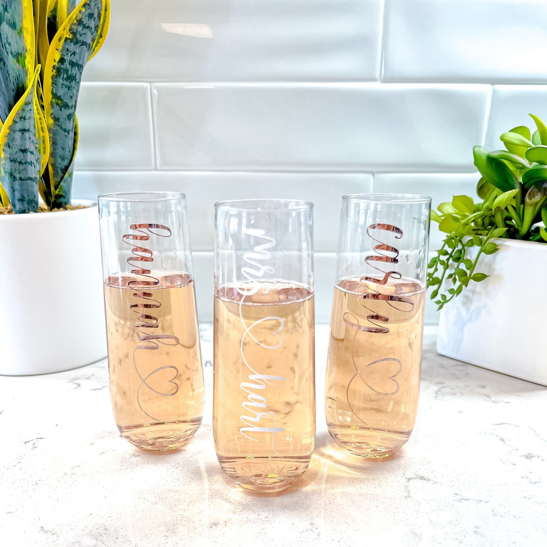 Personalized Stemless Champagne Flute Bridal Party Gift (plastic or — free download