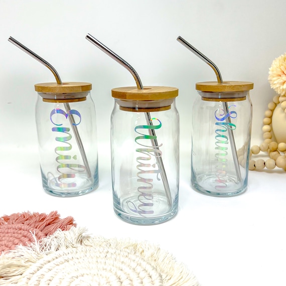 Glass Cups Bamboo Lid Straw, Beer Glass Bamboo Lid Straw