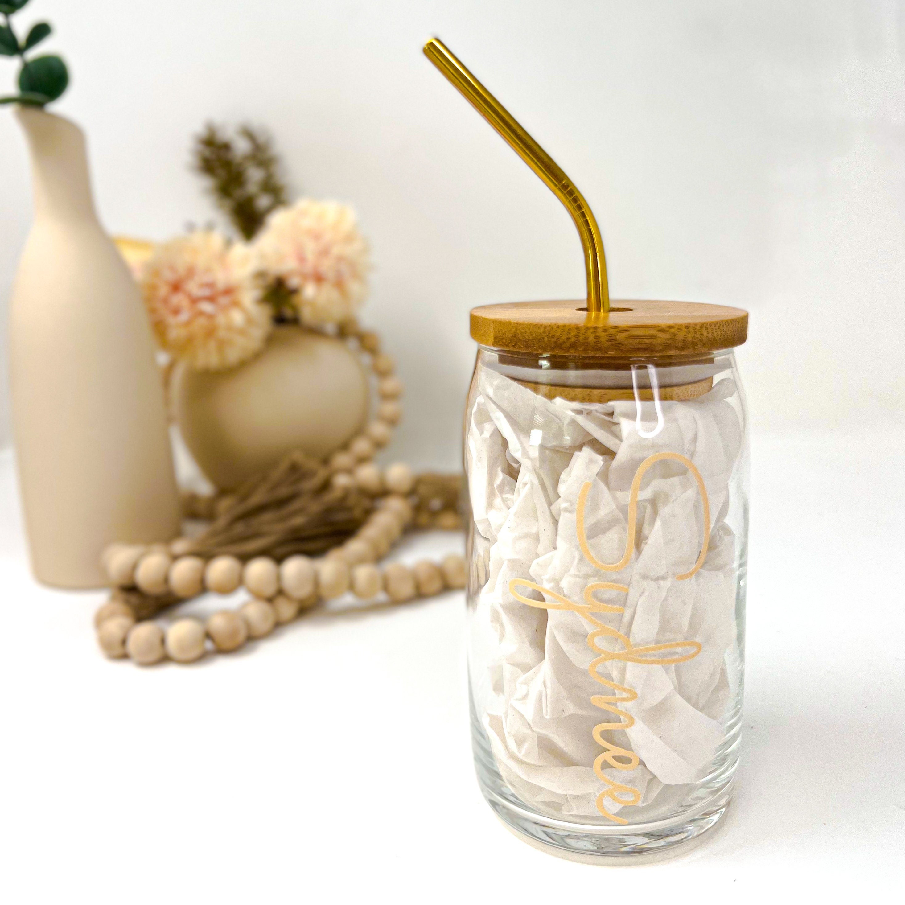 Personalized Iced Coffee Cup Glass Can Soda Cup With Lid and Straw  Bridesmaid Gift Idea Custom Proposal Gifts EB3496ERT 