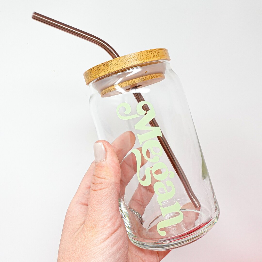 Personalized Beer Can Glass With Bamboo Lid & Straw - Custom 16 Oz ...