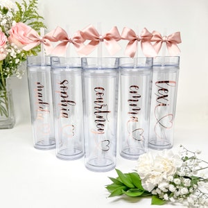 Personalized Skinny Tumbler Acrylic Water Bottle with Lid & Straw Bridal Party Gift Bridesmaid Proposal Dance Teacher Appreciation image 8