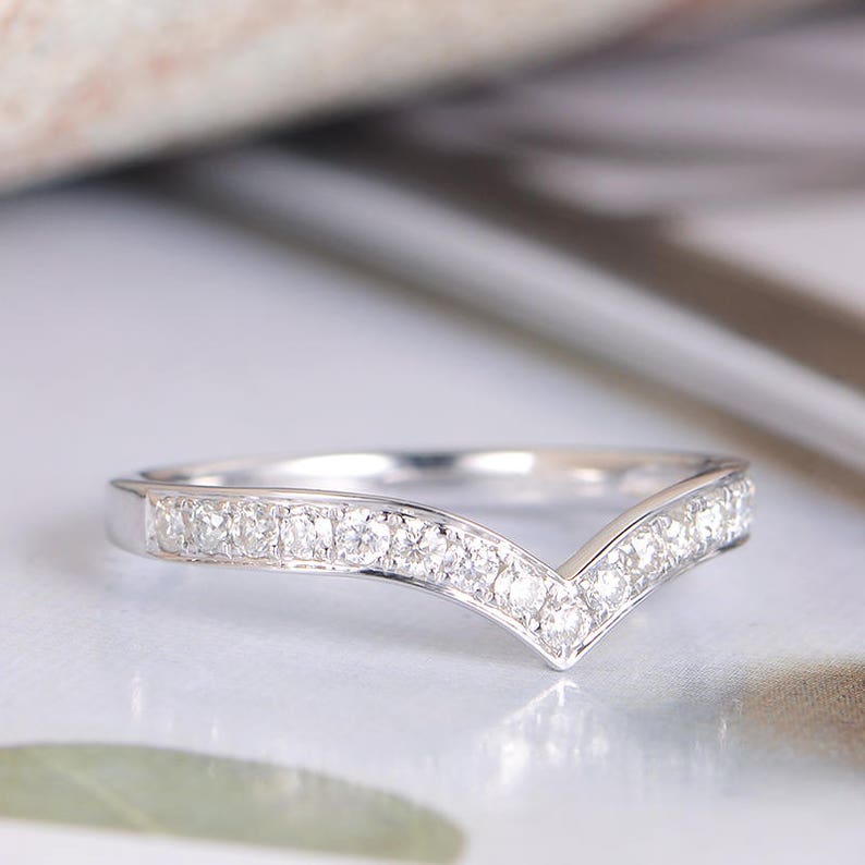Moissanite Wedding Bands Women White Gold Bridal Half Eternity Etsy