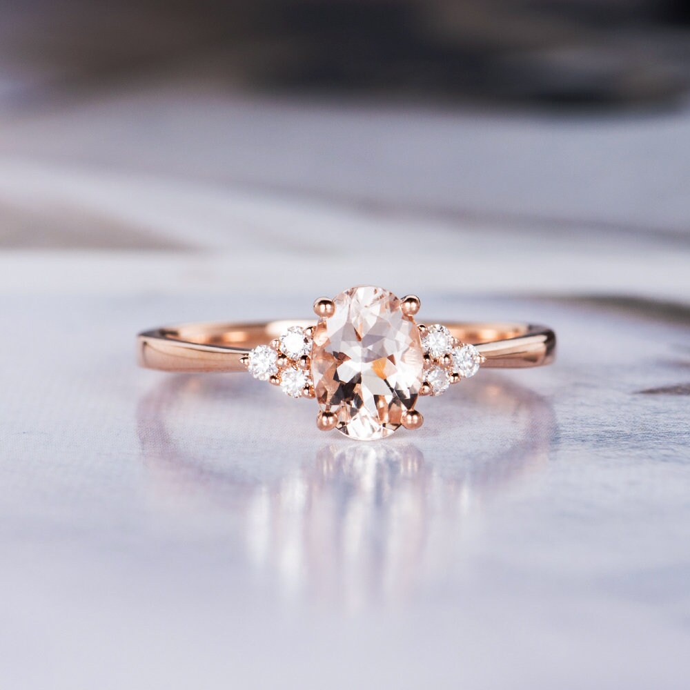 Morganite Engagement Ring Morganite Ring Rose Gold Wedding | Etsy