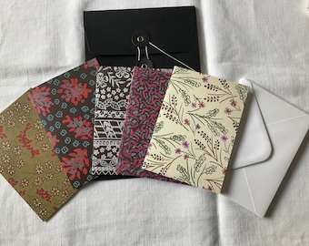 BESPOKE Designs Stationary - SET ONE  - Lalage Textile Designs  - 5 Greetings Cards - Blank Inside - Fiona Charis Carswell - RiverRunning