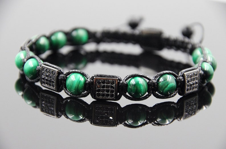 Shamballa Bracelet Malachite Bracelet Mens Bracelet Energy Bracelet Meditation Bracelet Protection Bracelet Balance bracelet Reiki Bracelet