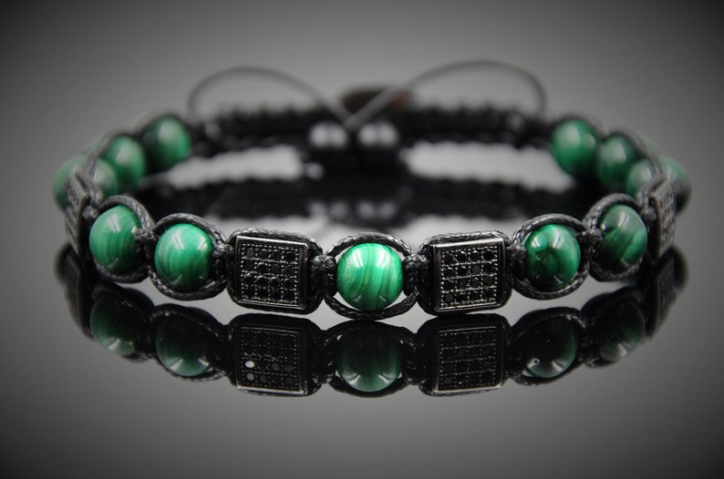Shamballa Bracelet Malachite Bracelet Mens Bracelet Energy Bracelet Meditation Bracelet Protection Bracelet Balance bracelet Reiki Bracelet