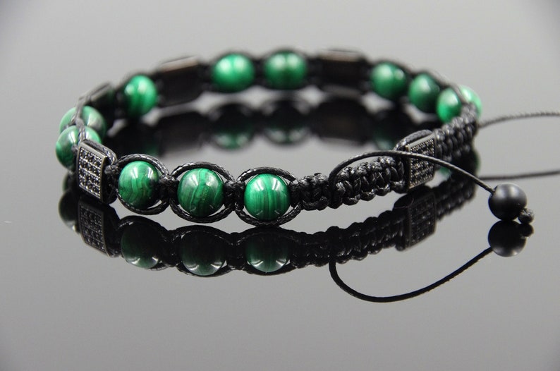 Shamballa Bracelet Malachite Bracelet Mens Bracelet Energy Bracelet Meditation Bracelet Protection Bracelet Balance bracelet Reiki Bracelet