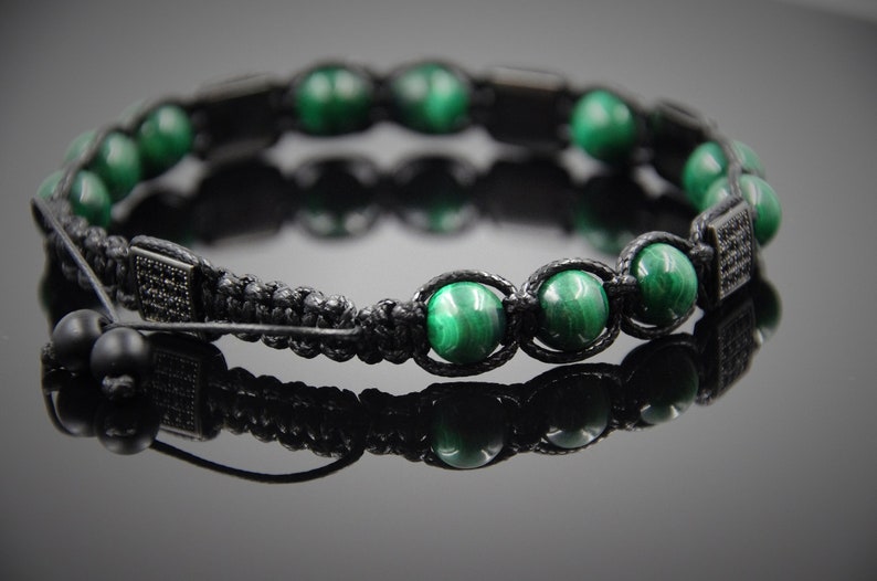 Shamballa Bracelet Malachite Bracelet Mens Bracelet Energy Bracelet Meditation Bracelet Protection Bracelet Balance bracelet Reiki Bracelet