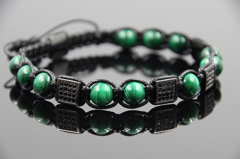 Shamballa Bracelet Malachite Bracelet Mens Bracelet Energy Bracelet Meditation Bracelet Protection Bracelet Balance bracelet Reiki Bracelet