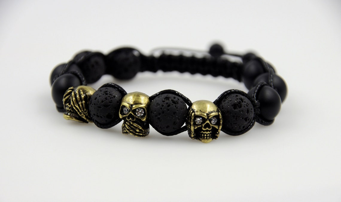 Men's Skull Bracelet Men's Beaded Bracelet Protection Etsy