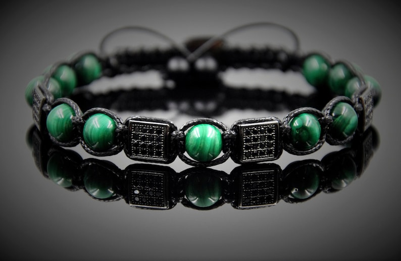 Shamballa Bracelet Malachite Bracelet Mens Bracelet Energy Bracelet Meditation Bracelet Protection Bracelet Balance bracelet Reiki Bracelet