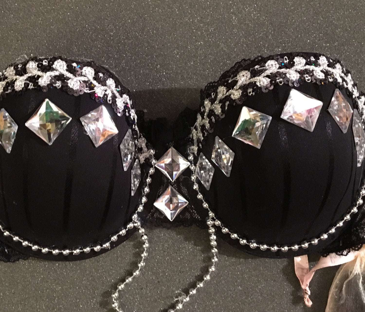 Black Beauty Sparkle Rave Bra, Belly Dancer, Costume