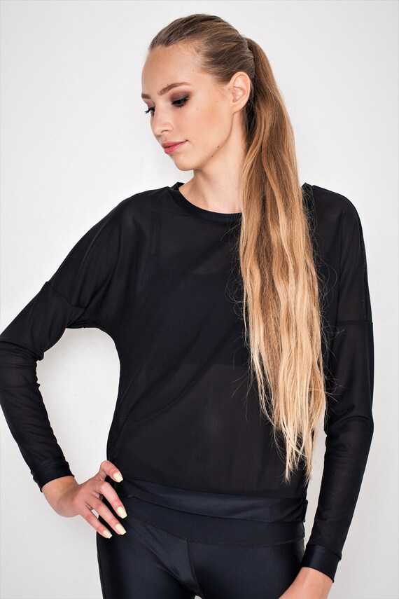 sheer long sleeve workout top