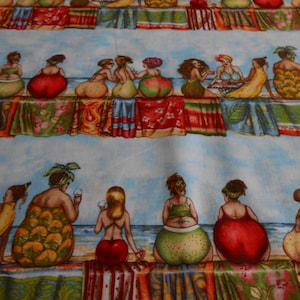 Fruit Ladies Elisabeth Studios 47 x 110 cm Stripe Sea Swimwear Cotton Patchwork Fabric image 3